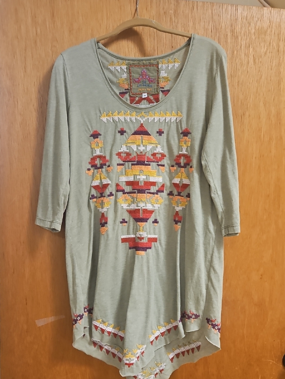Embroidered Sage Green Women’s Tunic Top